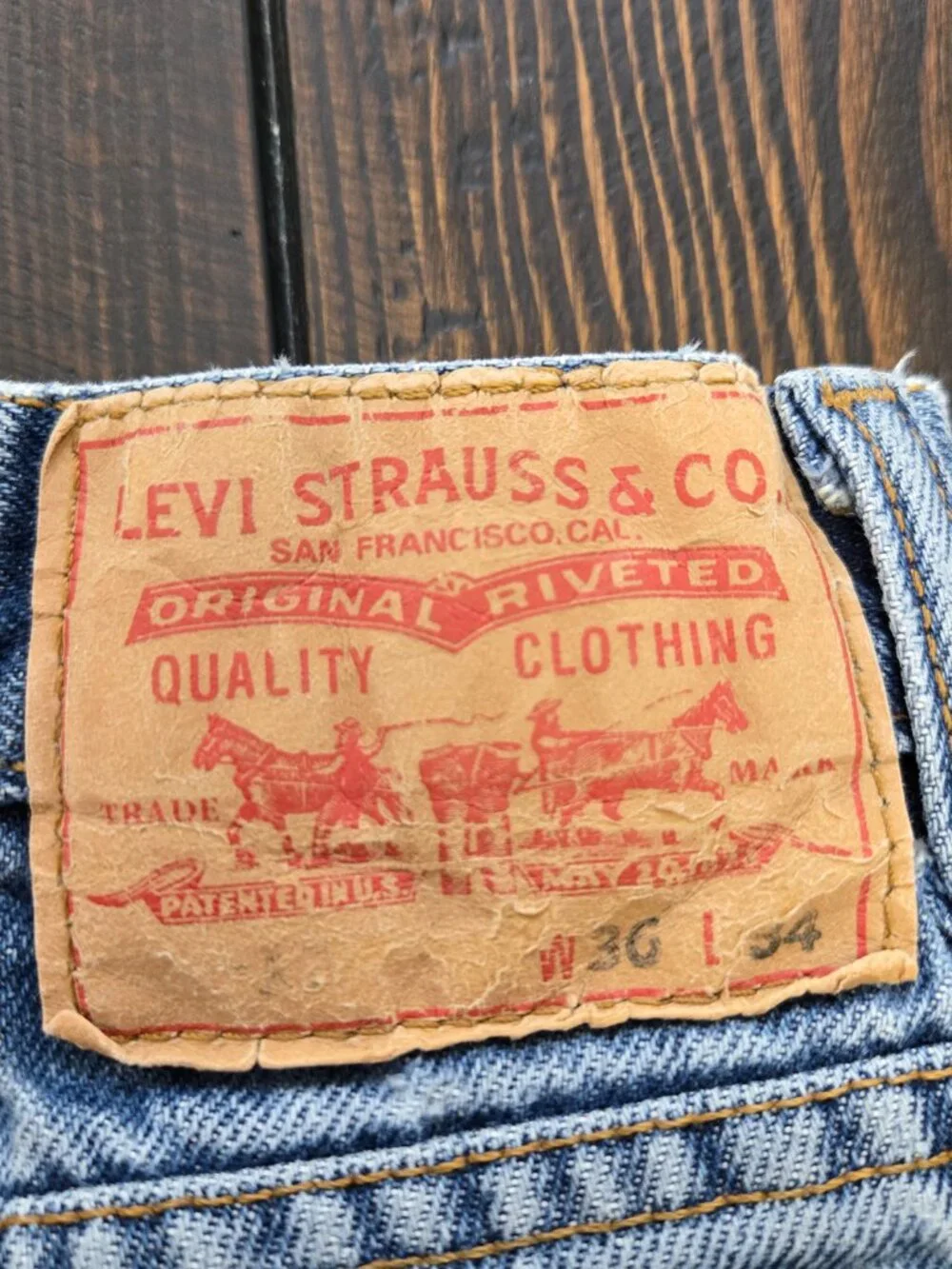 Levis 517 Bootcut Jeans Mens 34X33 Blue Denim Light Wash Patched Mexico Y2K